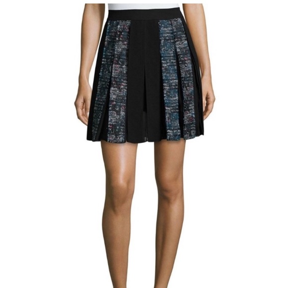 Diane von Furstenberg Maison Box-Pleated Skort Skirt Peacock Black Multi 14 $398 - Picture 1 of 13